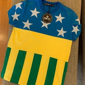 NWT Brazil Shirt No Country stitched flag Brasília